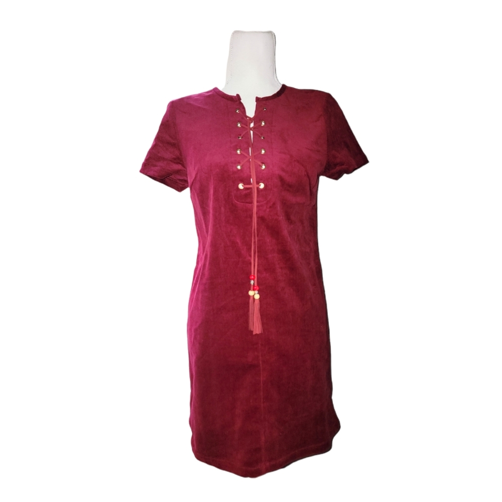 Burgundy corduroy dress perfect for Fall!